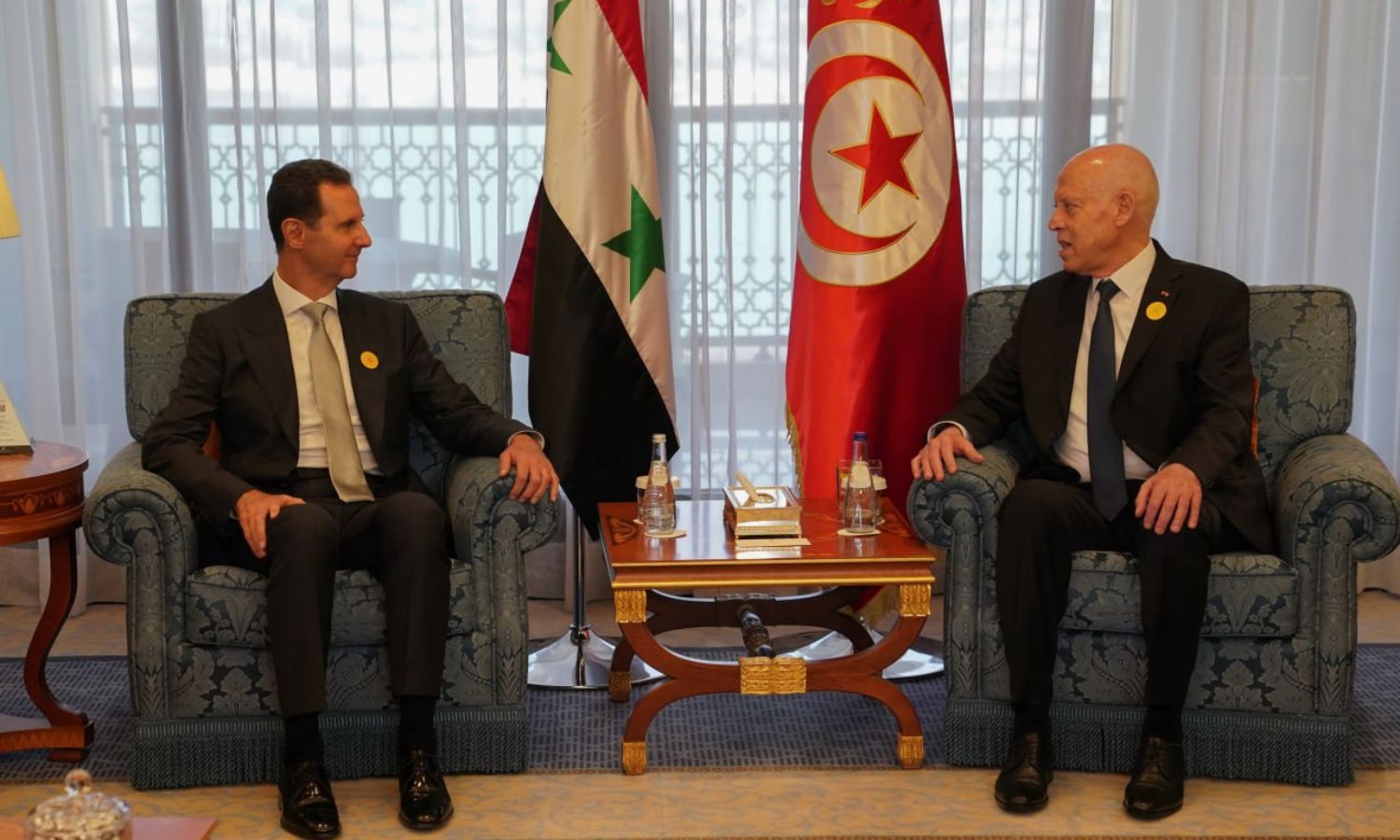 الأسد يلتقي الرئيس التونسي في جدة قبل انعقاد القمة العربية- 19 من أيار 2023 (رئاسة الجمهورية/ تلجرام)