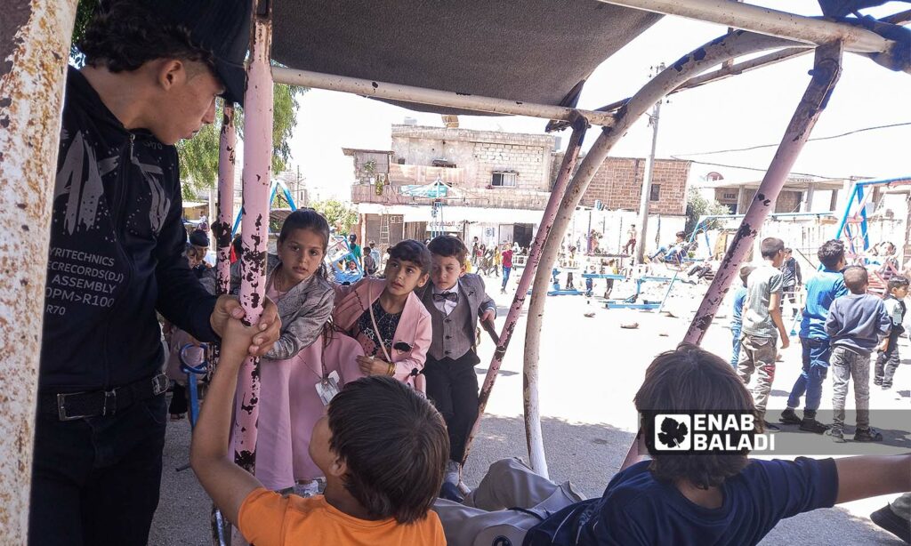 الاطفال في بلدة المزيريب يحتفلون في عيد الأضحى بريف درعا الغربي - 28 يوليو 2023 (عنب بلدي - حليم محمد)