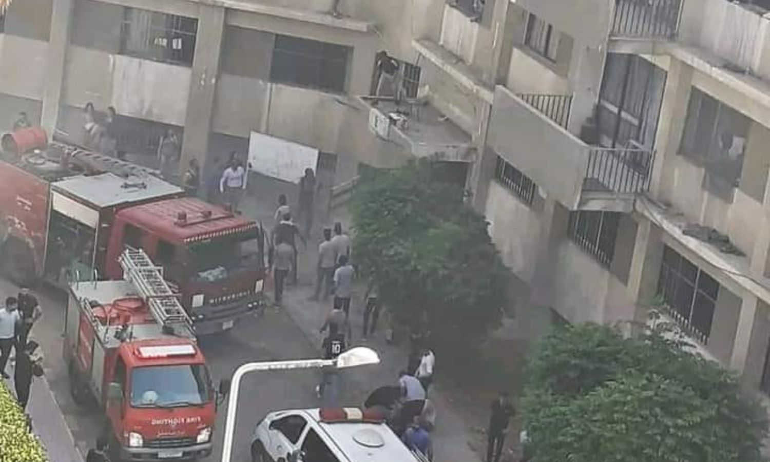 حريق في الوحدة الخامسة بالمدينة الجامعية بدمشق- 6 من حزيران 2023 (وزارة الداخلية)