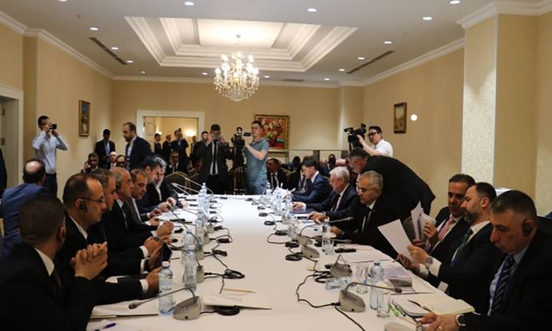 استضافت العاصمة الكازاخية تور السلطان الاجتماع الرباعي بالتزامن مع اجتماع أستانة- 20 حزيران 2023 (الأناضول)