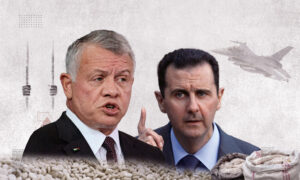 العاهل الأردني عبد الله الثاني ورئيس النظام السوري بشار الأسد (تعديل عنب بلدي)