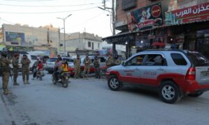عناصر "الشرطة العسكرية" في أسواق مدينة اعزاز بريف حلب الشمالي قبيل عيد الأضحى-26 من حزيران 2023 (إدارة الشرطة العسكرية)