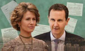 رئيس النظام السوري بشار الأسد وأسماء الأسد (تعديل عنب بلدي)