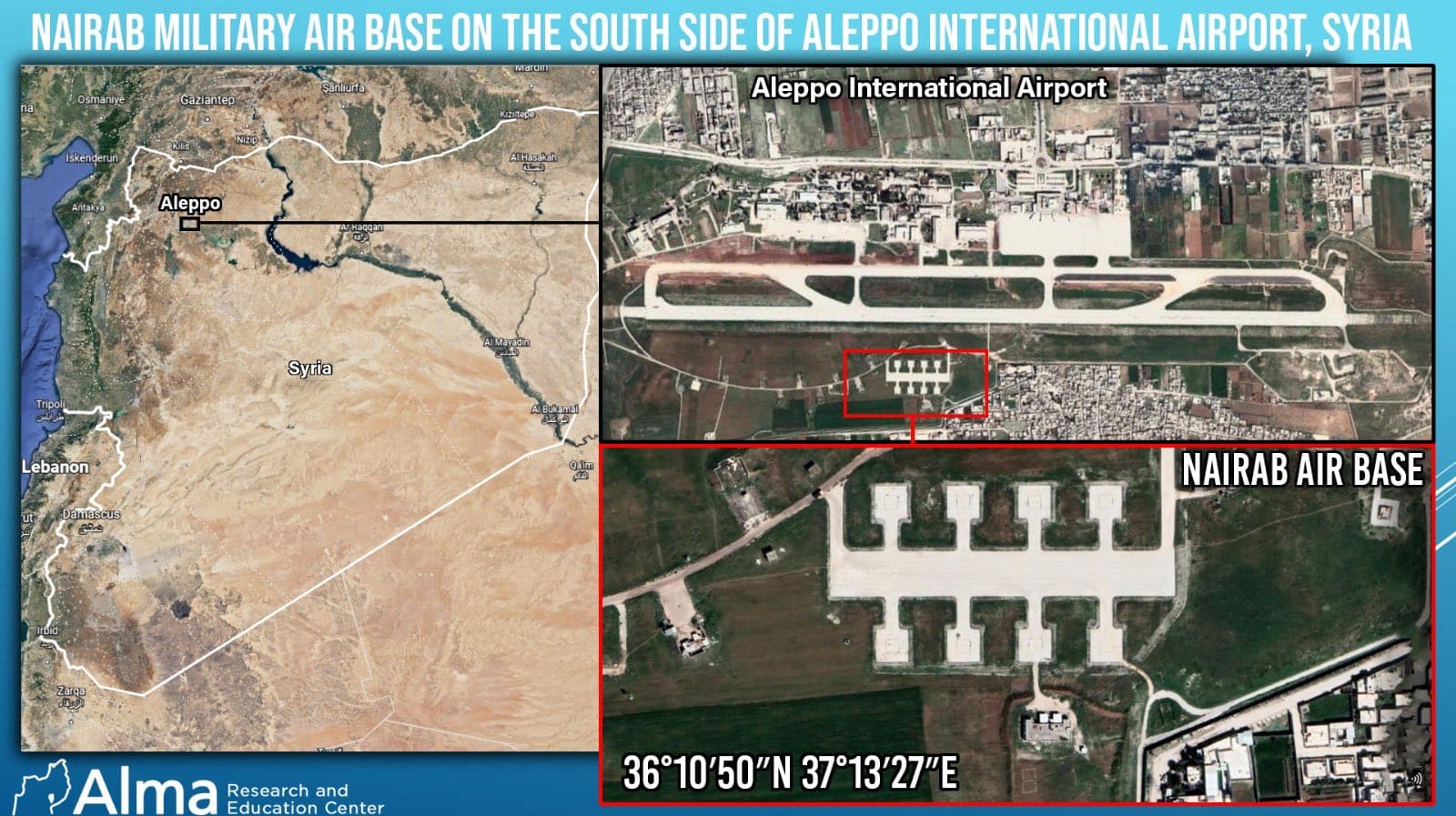 موقع القصف الإسرائيلي في سوريا وفق ما حدده مركز "ألما" الإسرائيلي البحثي- 28 من آب 2023 