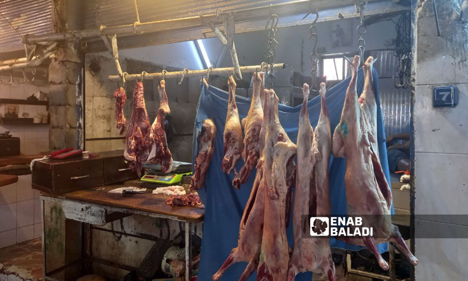 محل لبيع اللحوم في مدينة القامشلي- 8 من آب 2023 (عنب بلدي/ ريتا أحمد)