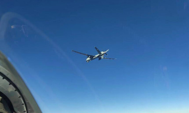 تزامنًا مع التدريبات الروسية- السورية حلّقت طائرة أمريكية دون طيار في سماء المنطقة نفسها- 5 من تموز 2023 (Hamdy Arnous/ تلجرام)
