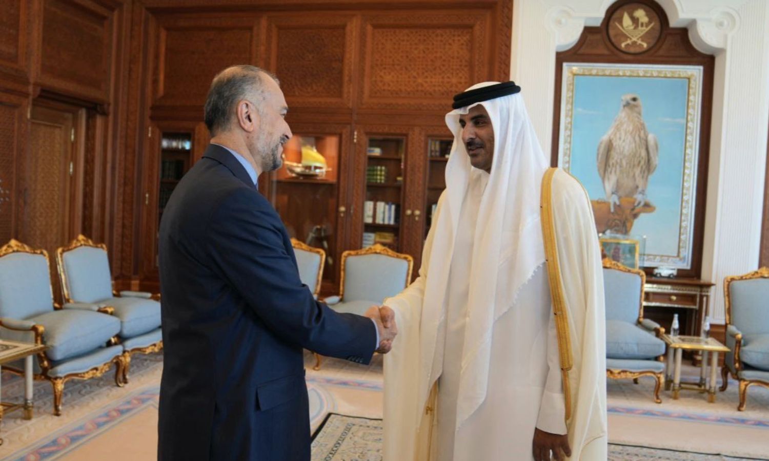 عبد اللهيان يلتقي أمير قطر في الدوحة لبحث تطورات غزة- 31 من تشرين الأول 2023 (الخارجية الإيرانية/ إكس)