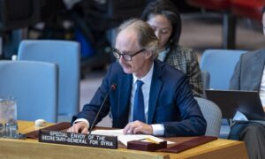المبعوث الأممي إلى سوريا غير بيدرسون خلال جلسة لمجلس الأمن (UN)