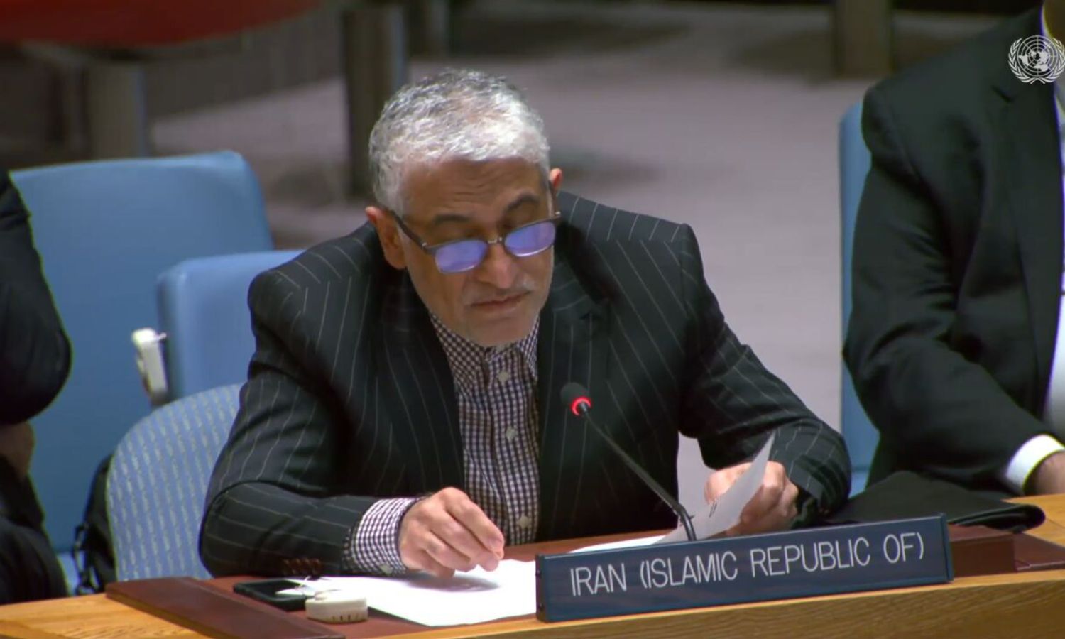 سفير إيران ومندوبها الدائم لدى الأمم المتحدة امير سعيد ايرواني- 28 من تشرين الثاني 2023 (وكالة إرنا)