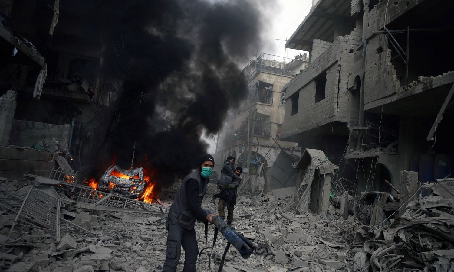 آثار قصف قوات النظام لأحياء في العاصمة دمشق- 2018 (رويترز)