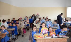 توزيع حقائب مدرسية وقرطاسية من "الهلال الأحمر الإماراتي" لأطفال مدرسة "بلال عطية" في مدينة جبلة - 14 من آذار 2023 (محافظة اللاذقية)