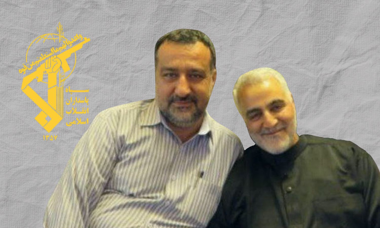 العميد رضي موسوي (يسار) وبجانبه القائد السابق لـ"فيلق القدس" الإيراني قاسم سليماني (تعديل عنب بلدي)