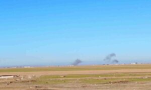 قصف على قاعدة "خراب الجير" بريف الحسكة شمال شرقي سوريا- 3 كانون الأول 2023 (هاوار)