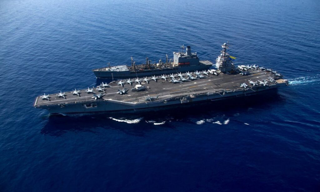 حاملة الطائرات "USS Gerald R. Ford" تبحر في البحر الأبيض المتوسط- 11 تشرين الأول 2023 (رويترز)