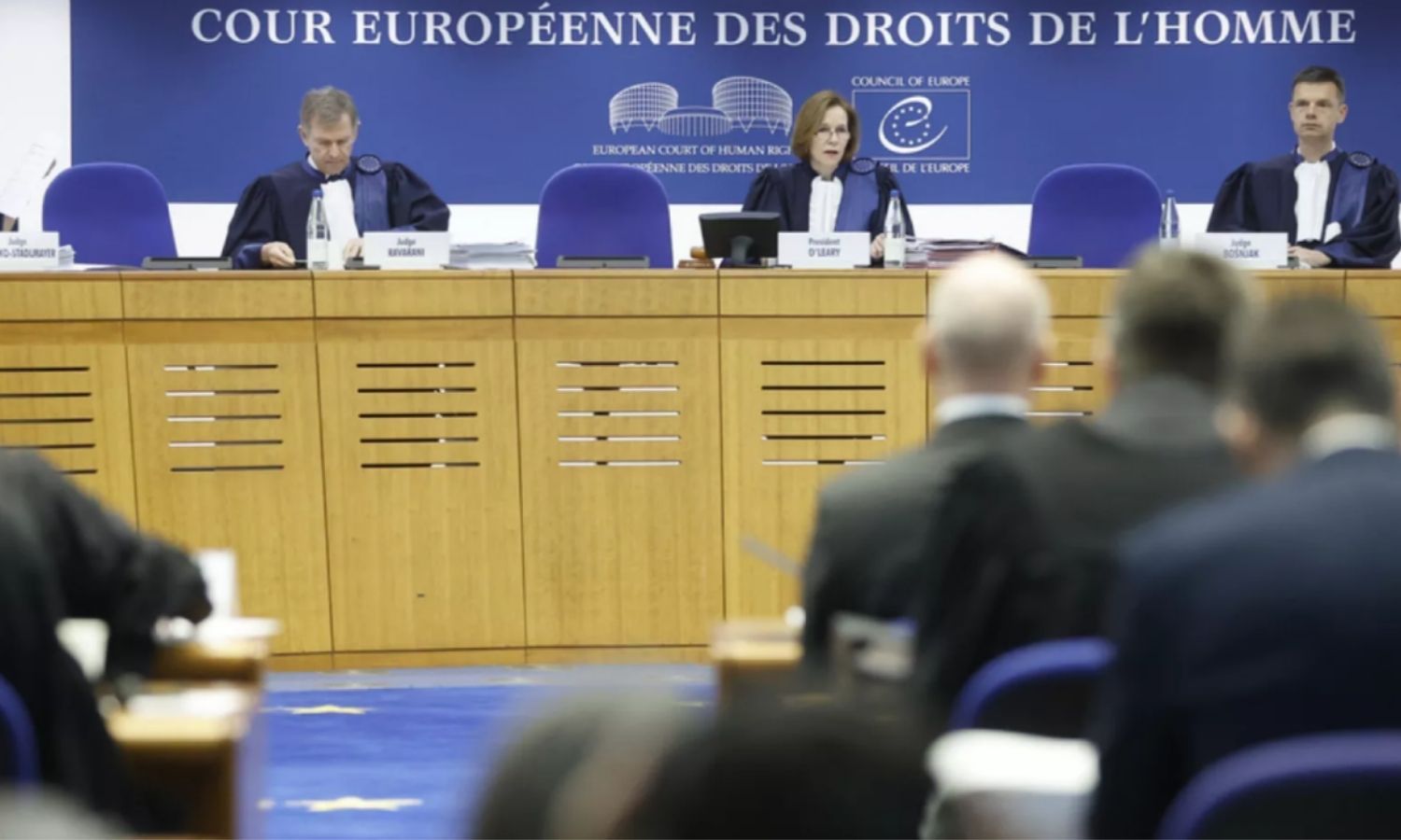 غرفة الاستماع في المحكمة الأوروبية لحقوق الإنسان - 2023 (AP)