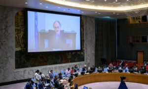 مبعوث الأمم المتحدة الخاص إلى سوريا، غير بيدرسون، يدلي بإحاطة أمام مجلس الأمن بشأن سوريا- 27 من شباط 2023 (un/ إكس)