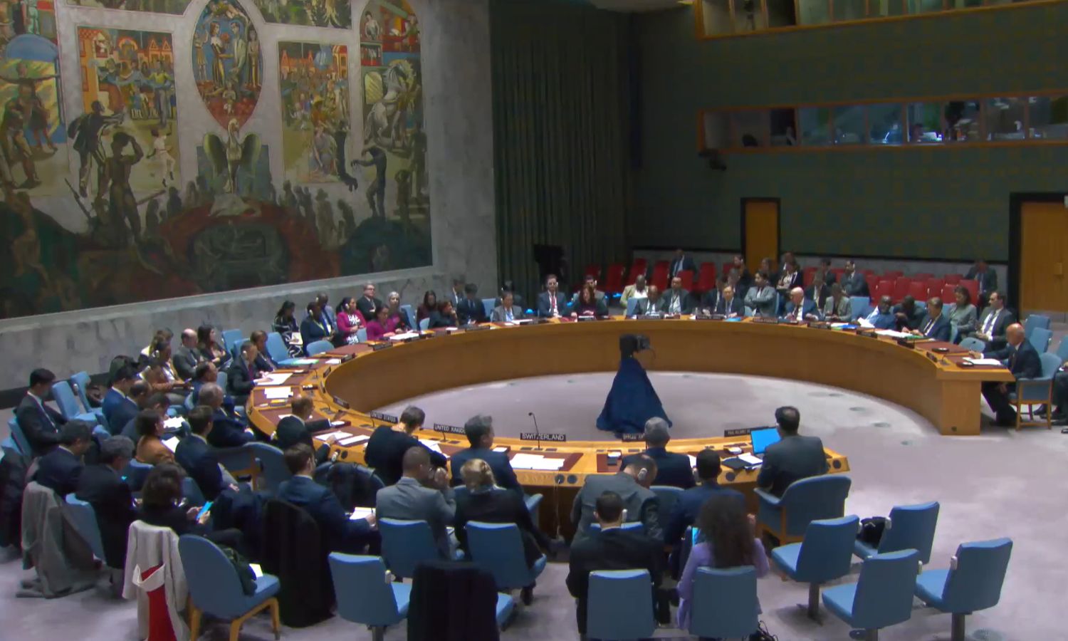 من اجتماع مجلس الأمن الدولي بخصوص الضربات الأمريكية في سوريا والعراق- 5 من شباط 2024 (مجلس الأمن/ لقطة شاشة)