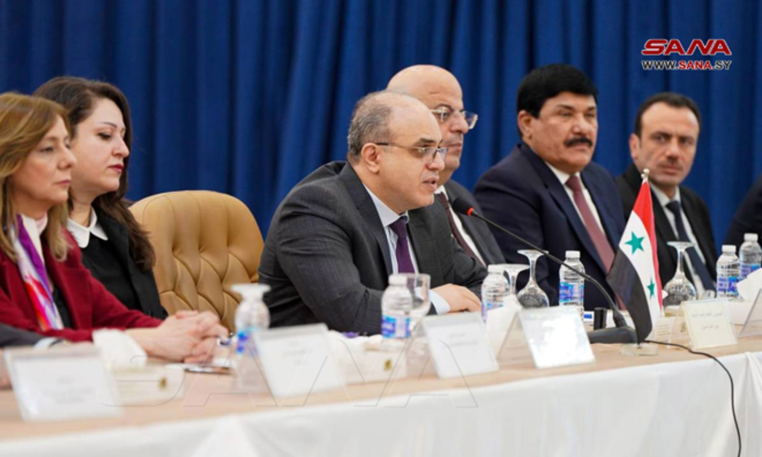 وزير الاقتصاد والتجارة الخارجية السوري محمد سامر الخليل خلال اجتماع اللجنة السورية العراقية المشتركة- 20 من شباط 2024 (سانا)