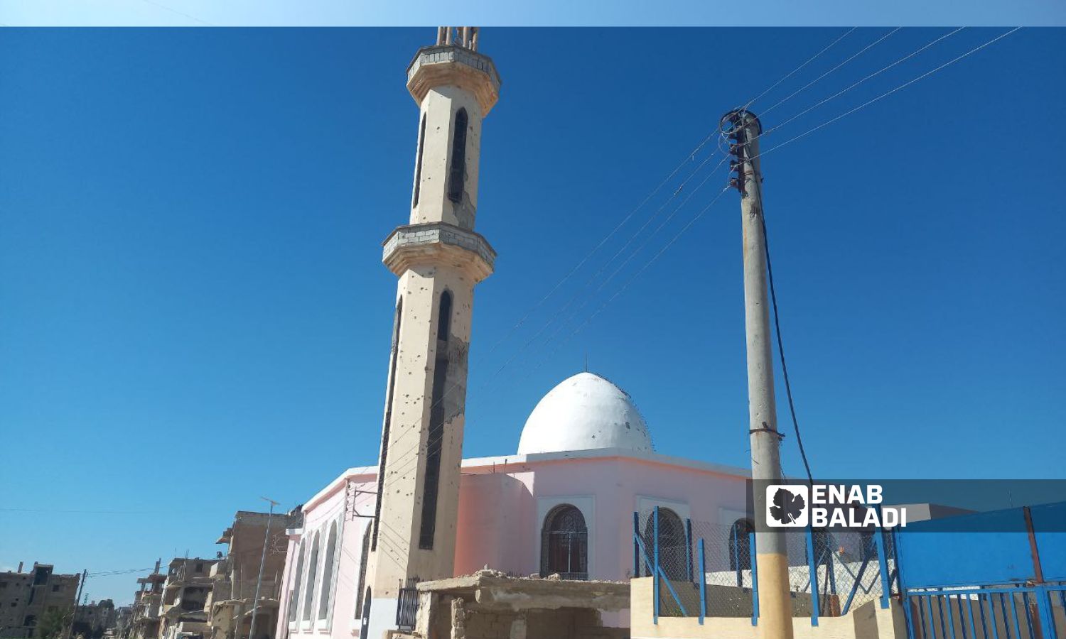 مسجد "الحسين" في مخيم "فلسطين" بدرعا المحطة - 11 من آذار 2024 (عنب بلدي/ سارة الأحمد)