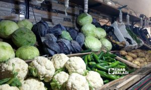 أسعار الخضراوات تضاعفت خلال شهر رمضان في اعزاز بريف حلب الشمالي – 30 من آذار 2024 (عنب بلدي/ ديان جنباز)
