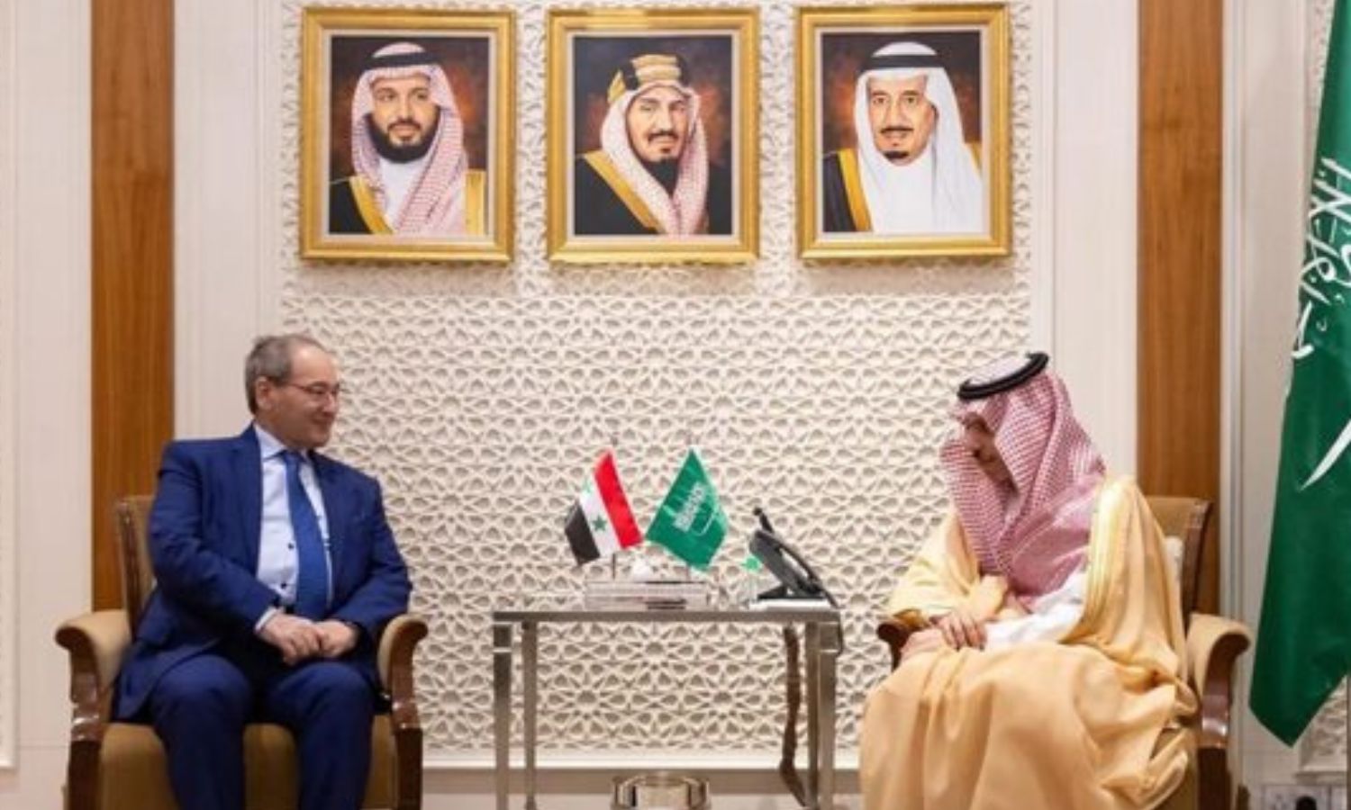 وزيرا الخارجية السعودي والسوري في الرياض- 14 من آذار 2024 (الخارجية السعودية/ تويتر)