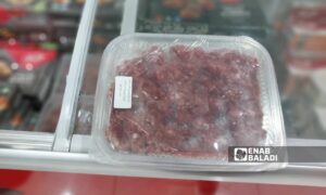 بيع اللحوم المجمدة في إحدى المحال بمدينة درعا جنوبي سوريا- 7 من آذار 2024 (عنب بلدي/ سارة الأحمد)
