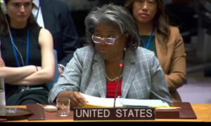 السفيرة الأمريكية لدى الأمم المتحدة، ليندا توماس غرينفيلد خلال مشاركتها في جلسة لمجلس الأمن حول الحالة في الشرق الأوسط- 30 من أيار (الأمم المتحدة/ لقطة شاشة)