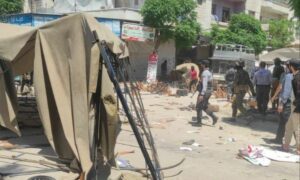 اعتداء "الأمن العام" على خيمة اعتصام في إدلب - 14 من أيار 2024 (متداول/ عارف وتد)