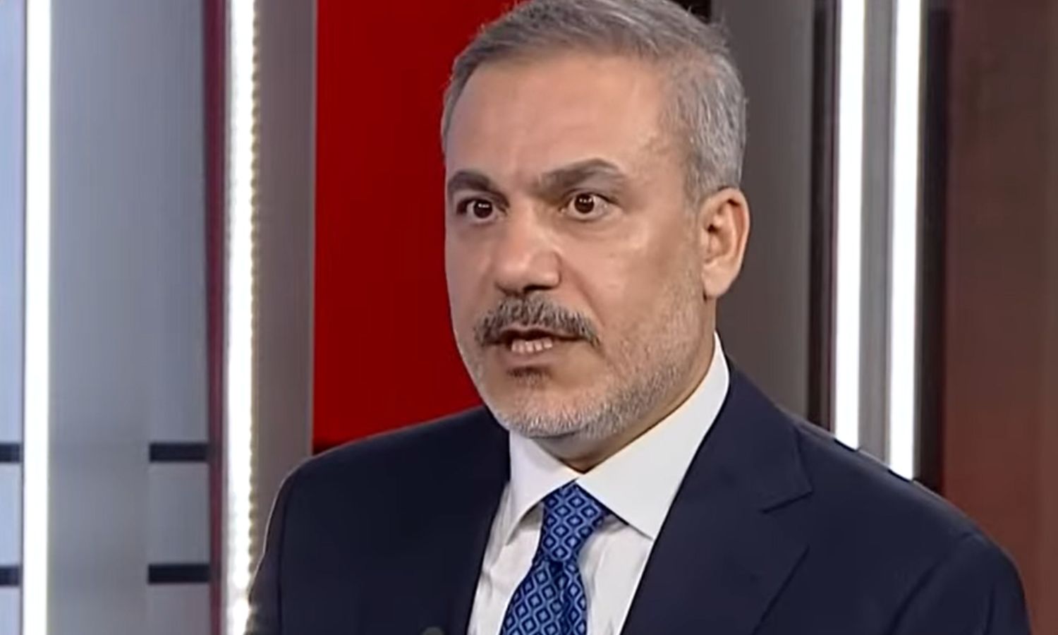 وزير الخارجية التركي هاكان فيدان يتطرق إلى الوضع في سوريا خلال مقابلة تلفزيونية- 24 من حزيران 2024 (HABERTURK/ لقطة شاشة)