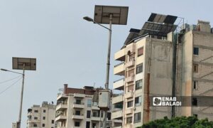 ألواح طاقة شمسية على أبنية في مدينة اللاذقية - 19 من أيار 2024 (عنب بلدي/ ليندا علي)