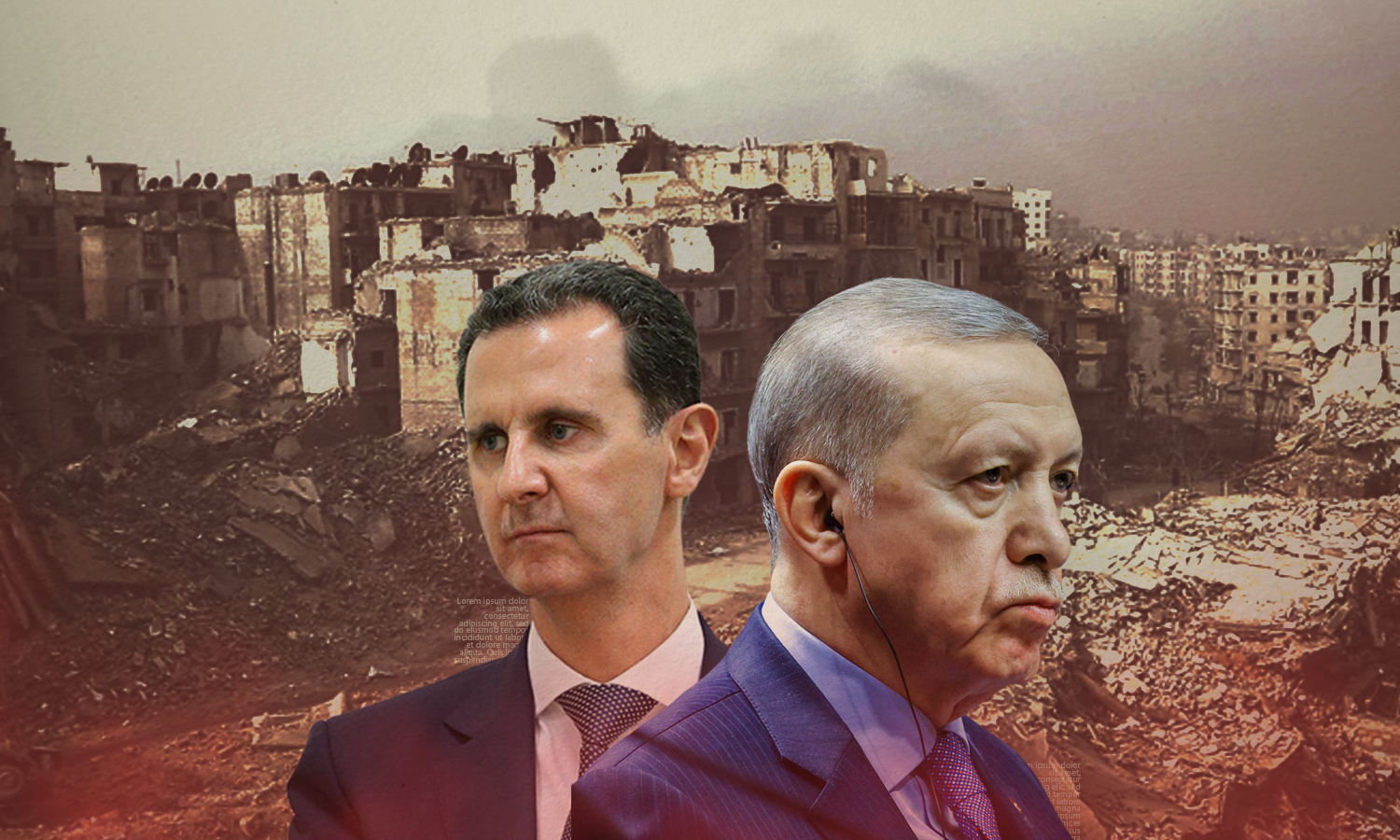 رئيس النظام السوري بشار الأسد والرئيس التركي رجب طيب أردوغان (تعديل عنب بلدي)
