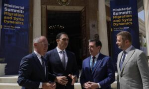 وزراء داخلية النمسا وقبرص والتشيك واليونان في مؤتمر الهجرة لإعادة تقييم الوضع في سوريا- 17 من أيار 2024 (أسوشيتد برس)