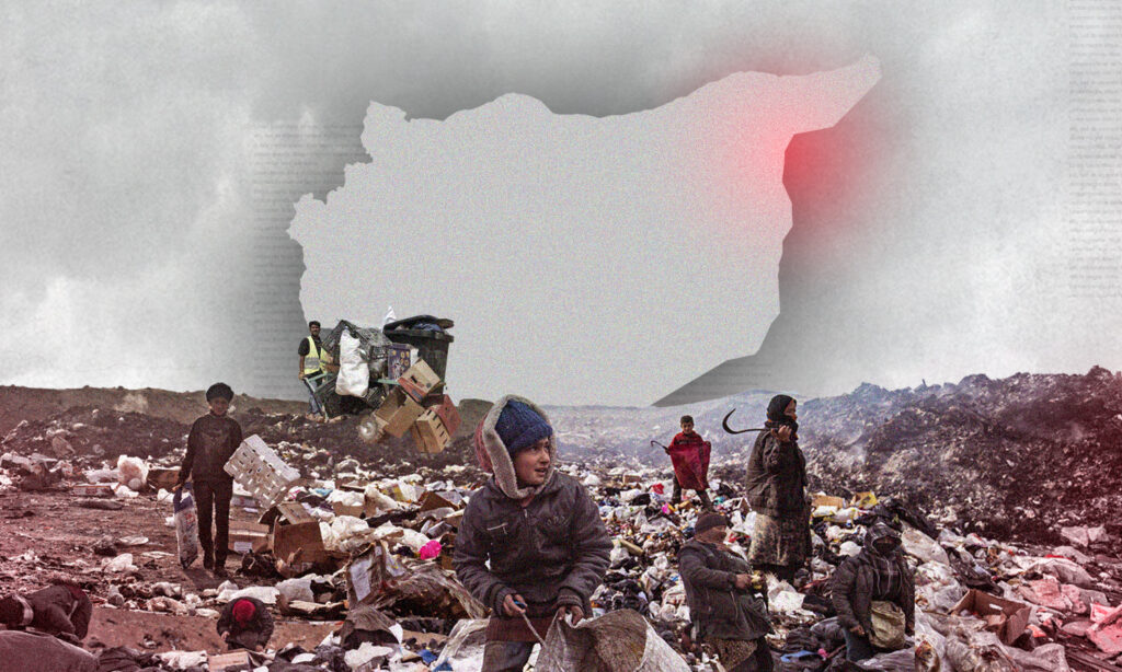 تفاقمت أزمة النفايات في سوريا خلال سنوات الحرب وصارت مكبات القمامة بؤرة لمخاطر تهدد التربة والمياه والزراعة والمناخ (تعديل عنب بلدي)