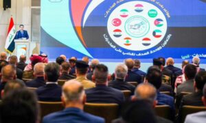 
خلال جلسة المؤتمر الدولي الأول لمكافحة المخدرات في بغداد بحضور النظام السوري- 9 من أيار 2023 (الرافدين)
