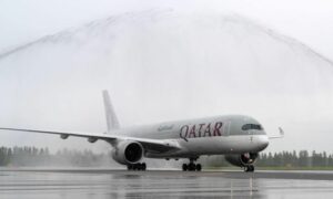 طائرة تابعة للخطوط الجوية القطرية - 29 أيار 2024 (Qatar Airways/ فيس بوك) 