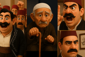 مشاهد درامية من مسلسل باب الحارة صنعت عبر الذكاء الاصطناعي (عنب بلدي/ AI)