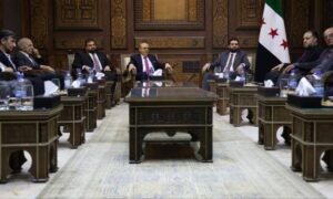 لقاء بين وزيري الداخلية والتعليم العالي والبحث العلمي، مع وفد من السويداء - دمشق 10 أيار 2025 (وزارة التعليم العالي والبحث العلمي / فيس بوك)