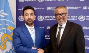 مدير منظمة الصحة العالمية ووزير الصحة السوري. جنيف - 21 من أيار 2025 (سانا)