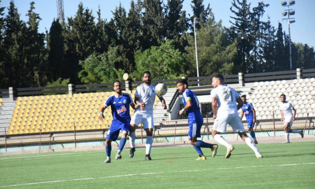 من مباراة الفتوة والوثبة على ملعب الفيحاء بدمشق- 30 أيار 2025 (جريدة الاتحاد الرياضي)