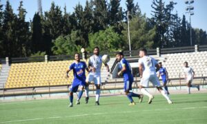 من مباراة الفتوة والوثبة على ملعب الفيحاء بدمشق- 30 أيار 2025 (جريدة الاتحاد الرياضي)