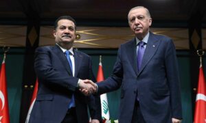 الرئيس التركي رجب طيب أردوغان ورئيس الوزراء العراقي محمد شياع السوداني في أنقرة - 8 أيار 2025 (الرئاسة التركية/إكس)