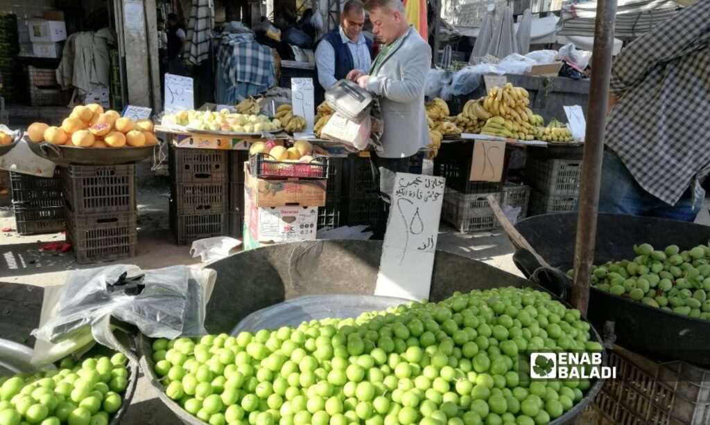 الخضروات الموسمية متوافرة في سوق ساروجة في دمشق- 28 نيسان 2025 (عنب بلدي/كريستينا الشماس)
