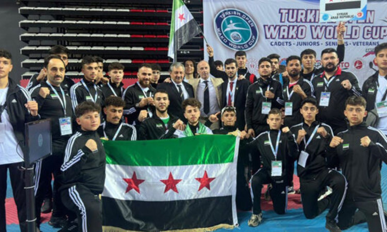 منتخب سوريا للكيك بوكسينغ خلال مشاركته في بطولة كأس العالم بمدينة أنطاليا التركية - 18 أيار 2025 (سانا)