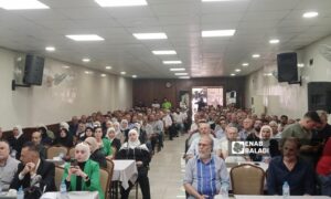 خلال الندوة التعريفية برابطة اسقاط المرسوم 66 - دمشق 25 أيار 2025 (عنب بلدي/ مارينا مرهج)