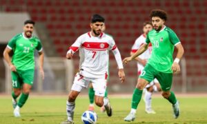 من مباراة المنتخب السوري الأولمبي ونظيره اللبناني في بطولة غرب آسيا في سلطنة عمان- 20 من آذار 2025 (Lebanese Football Association)
