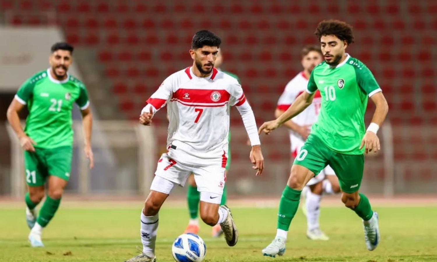 من مباراة المنتخب السوري الأولمبي ونظيره اللبناني في بطولة غرب آسيا في سلطنة عمان- 20 من آذار 2025 (Lebanese Football Association)