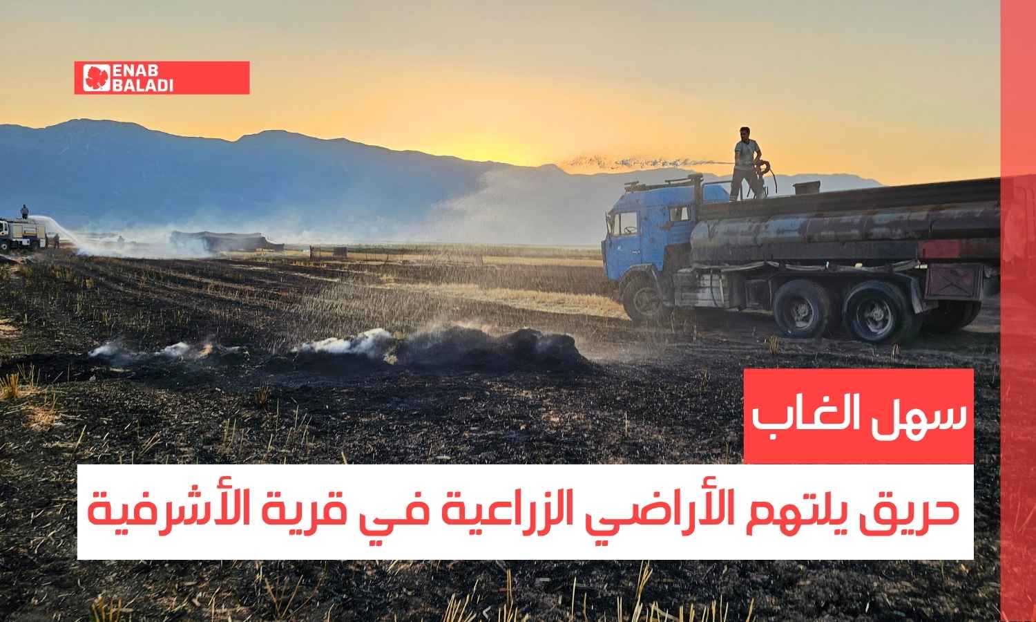 سهل الغاب.. حريق يلتهم الأراضي الزراعية في قرية الأشرفية