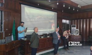 ندوة نظمتها مؤسسة المياه بحلب حول واقع المياه ومشكلاته في المحافظة- 28 من أيار 2025 (عنب بلدي/ محمد ديب بظت)