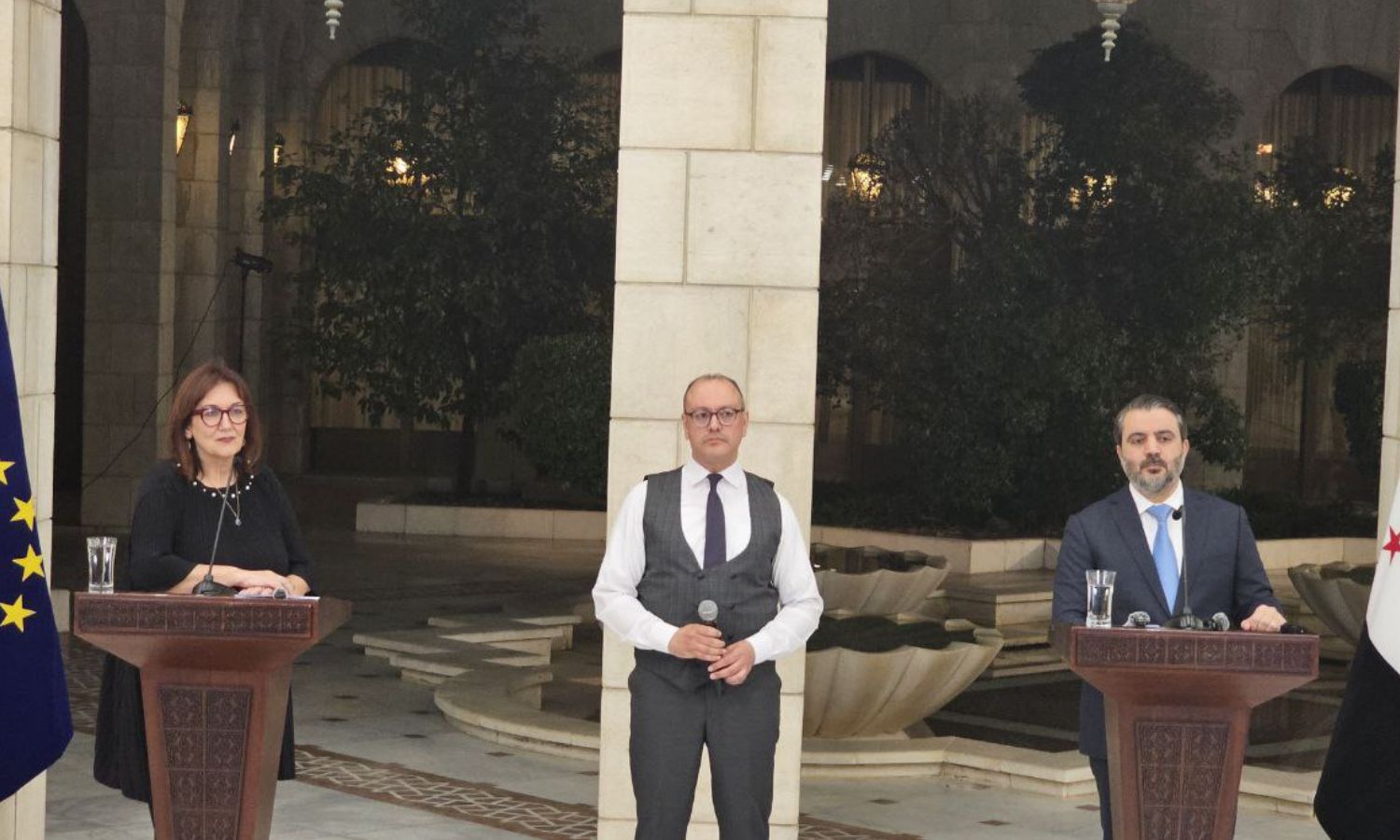 جاء في المؤتمر الصحفي الذي جمع الشيباني بمفوضة الاتحاد لشؤون شرق المتوسط أن الاتحاد سيقدم 175 مليون يورو مساعدات لسوريا 5 من حزيران 2025 (سانا /نلغرام)