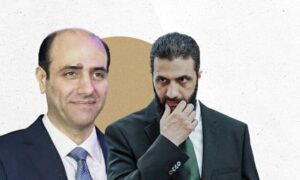 الرئيس السوري في المرحلة الانتقالية أحمد الشرع وشقيقة حازم الشرع-24 تموز 2025 (تعديل عنب بلدي)